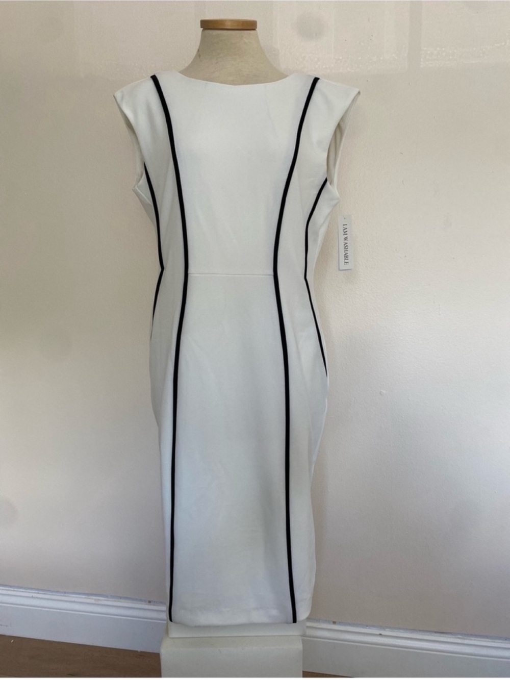 Shelby & Palmer White Midi Dress with Black Piping